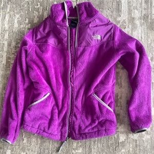 North Face magenta zip up hooded jacket